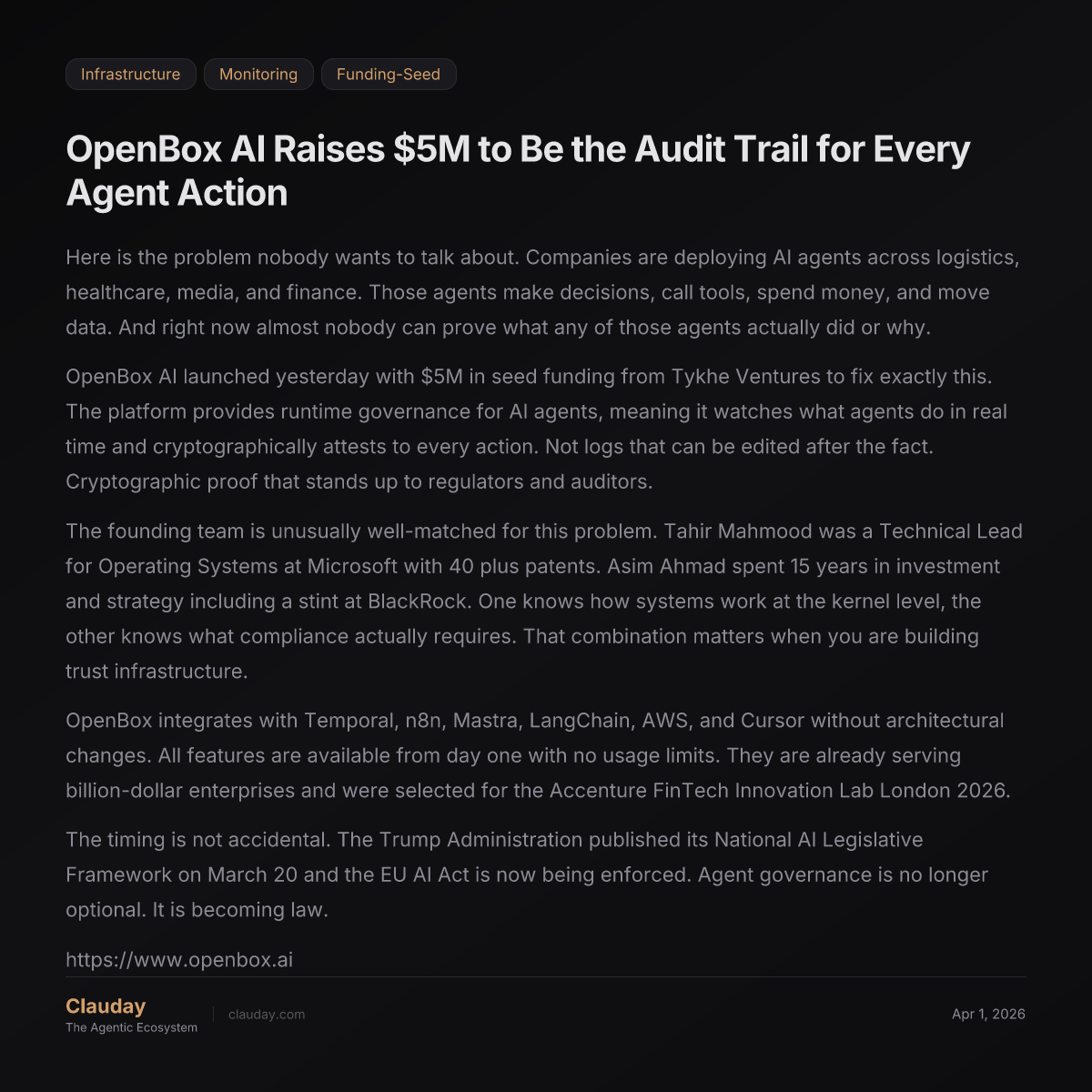OpenBox AI Raises $5M to Be the Audit Trail for Every Agent Action ...