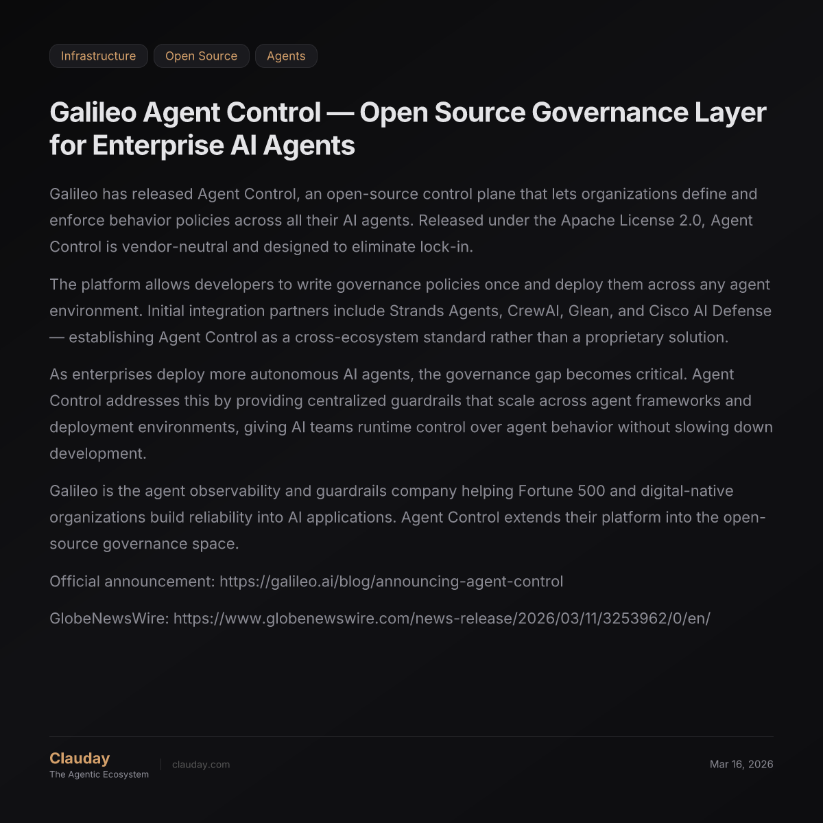 Galileo Agent Control — Open Source Governance Layer for Enterprise AI ...