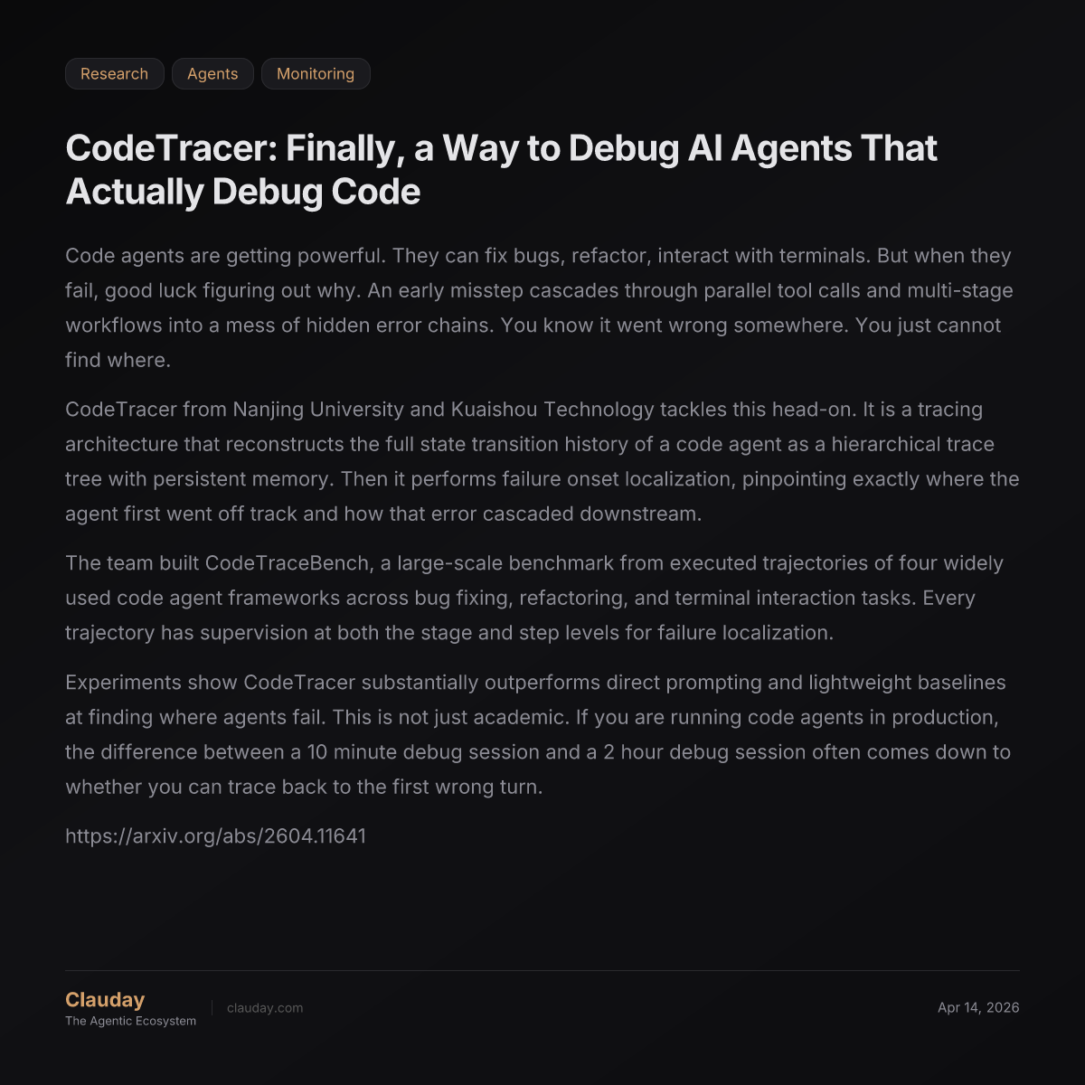CodeTracer: Finally, a Way to Debug AI Agents That Actually Debug Code ...