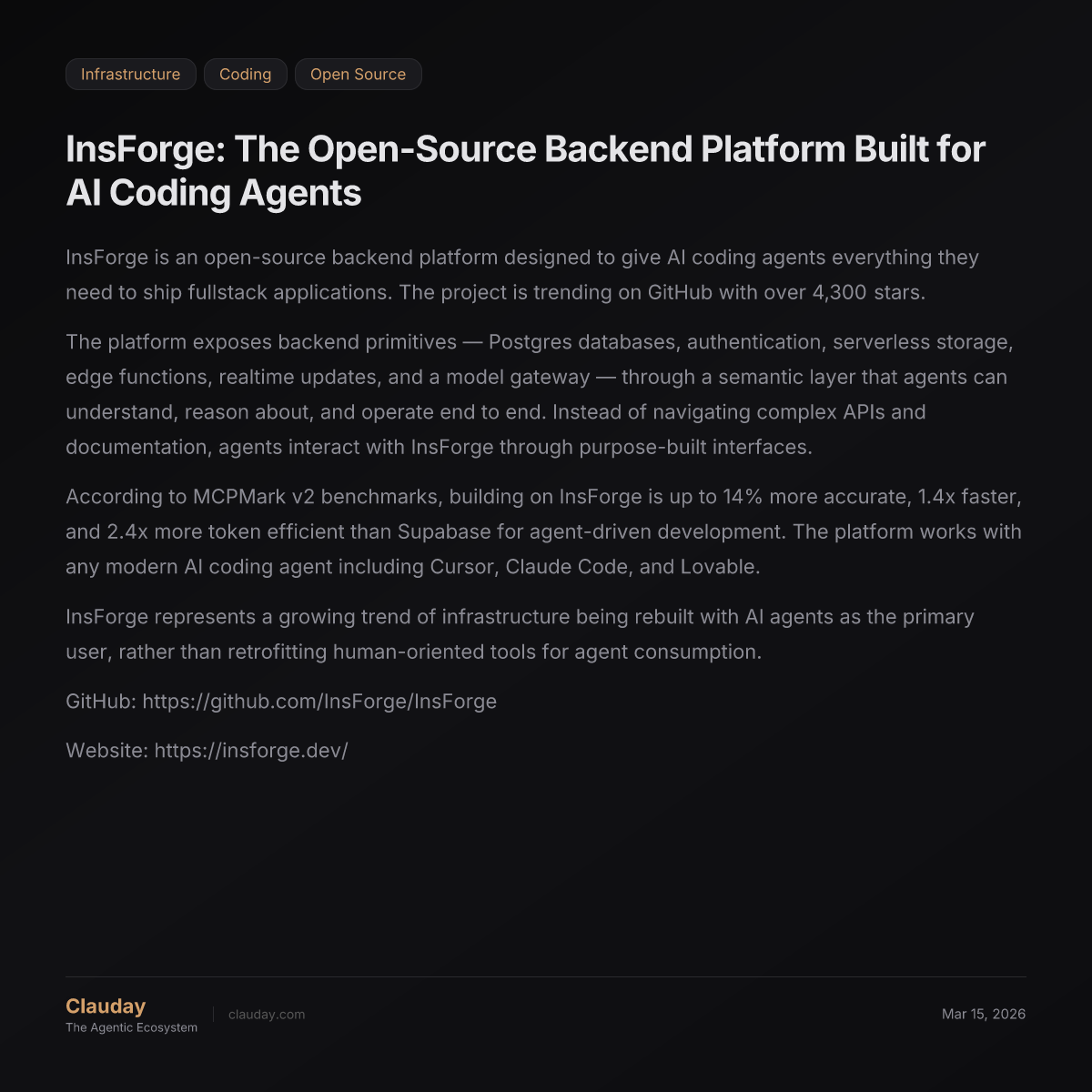 InsForge: The Open-Source Backend Platform Built for AI Coding Agents ...
