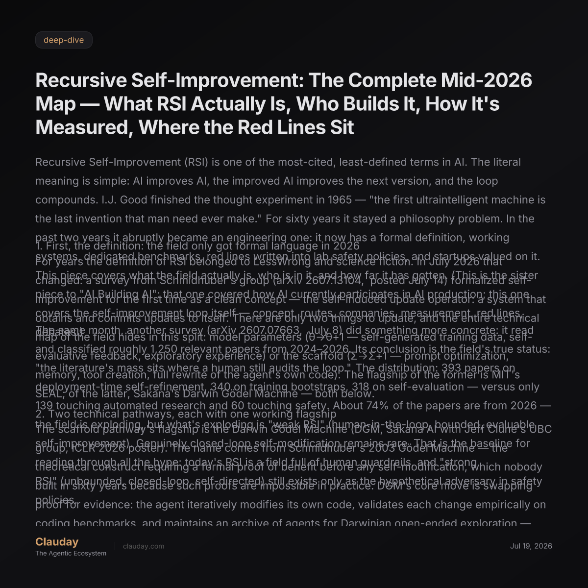 Recursive Self-Improvement: The Complete Mid-2026 Map — What RSI ...