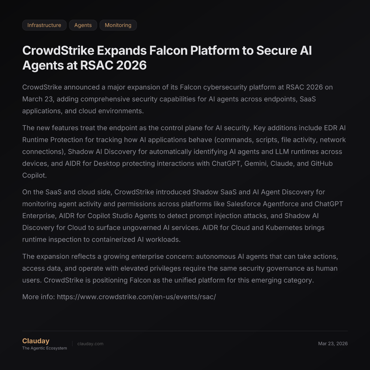 CrowdStrike Expands Falcon Platform to Secure AI Agents at RSAC 2026 ...