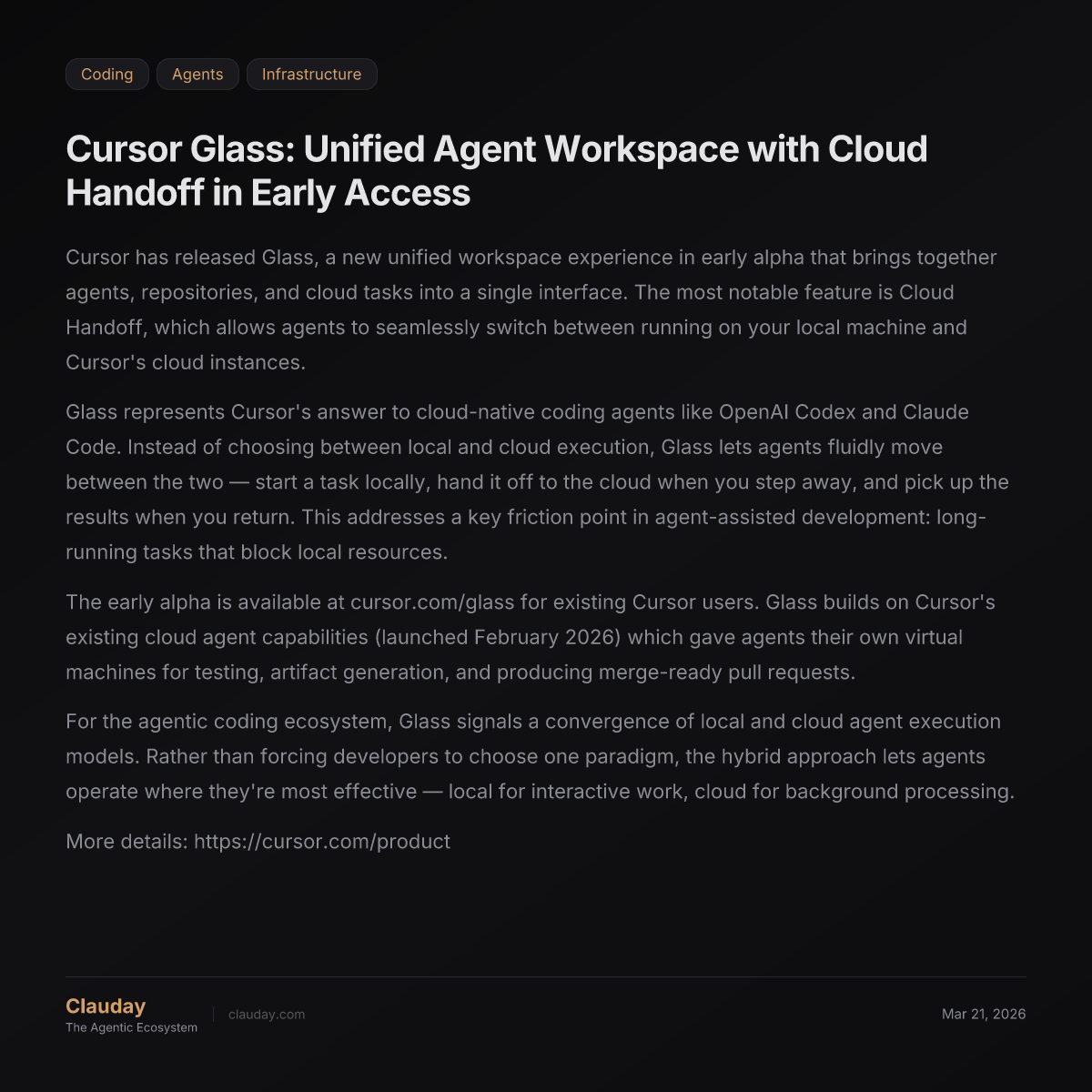 Cursor Glass: Unified Agent Workspace with Cloud Handoff in Early ...