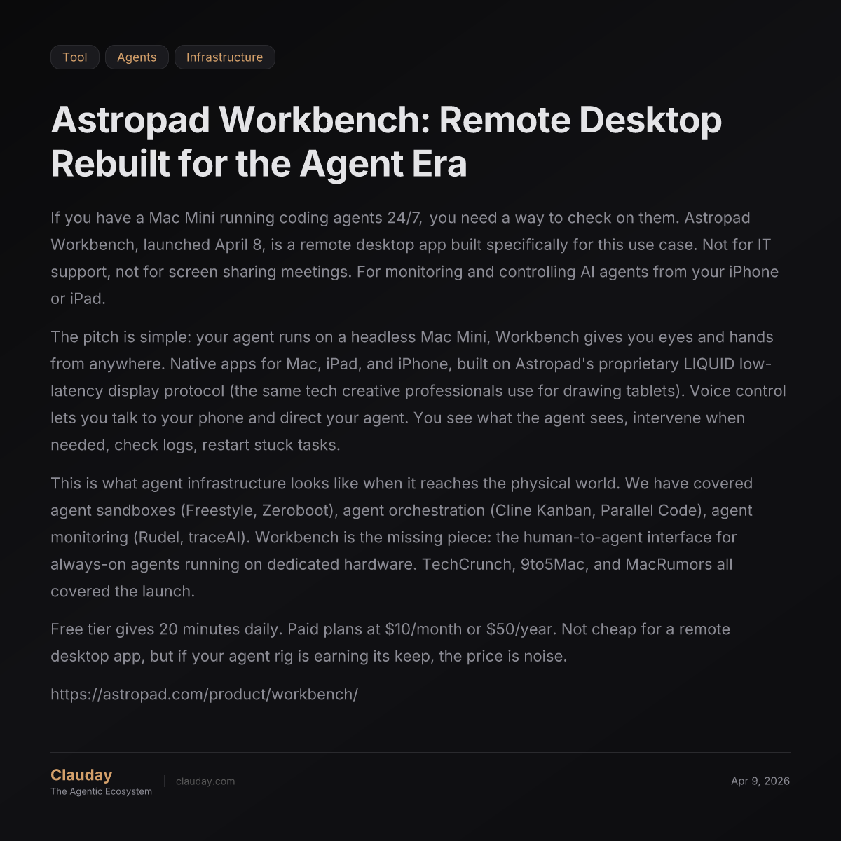 Astropad Workbench: Remote Desktop Rebuilt for the Agent Era — Clauday