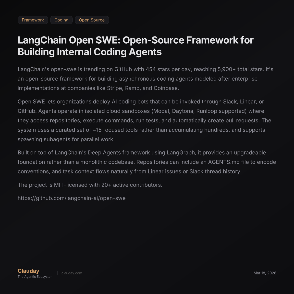 LangChain Open SWE: Open-Source Framework for Building Internal Coding ...