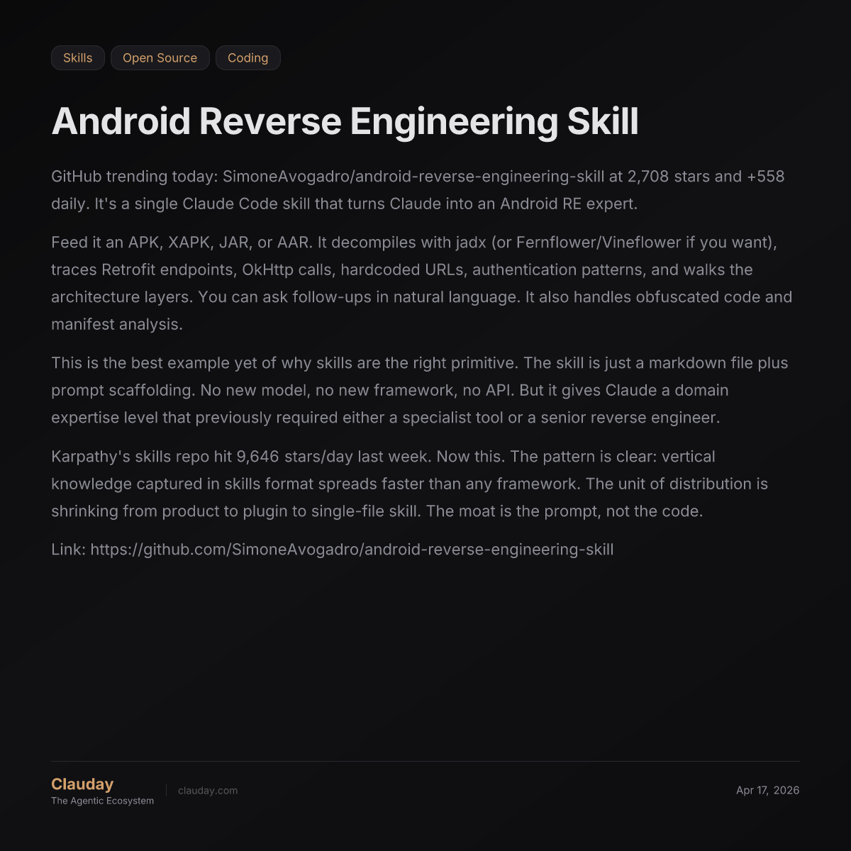 Android Reverse Engineering Skill — Clauday